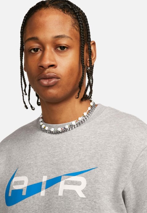 Nike Air Heren Fleece BB Crewneck Trainingspak in Grijs - Image 3
