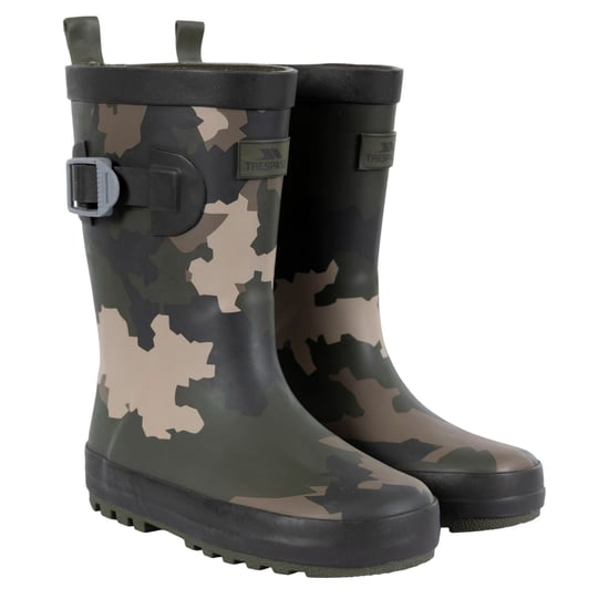 Trespass Childrens/Kids Puddle Camo Wellington Boots (Green/Brown/Black)