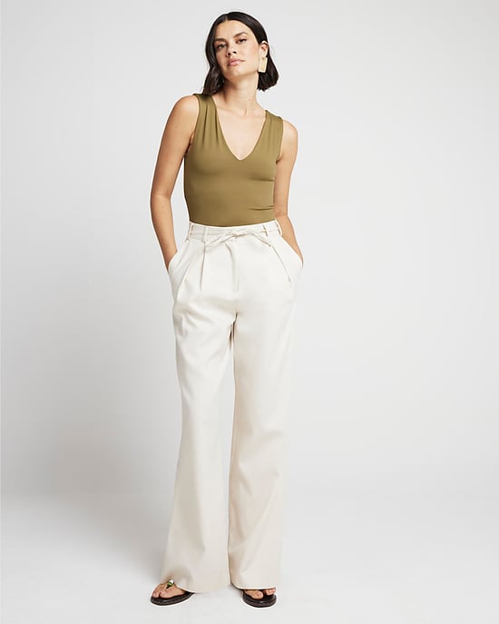 River Island Womens Bodysuit Khaki V Neck