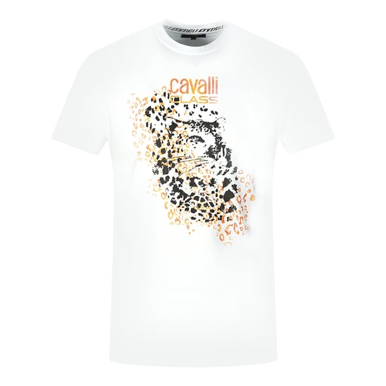 Cavalli Class Luipaardprint Silhouet Witte T-Shirt - Image 1