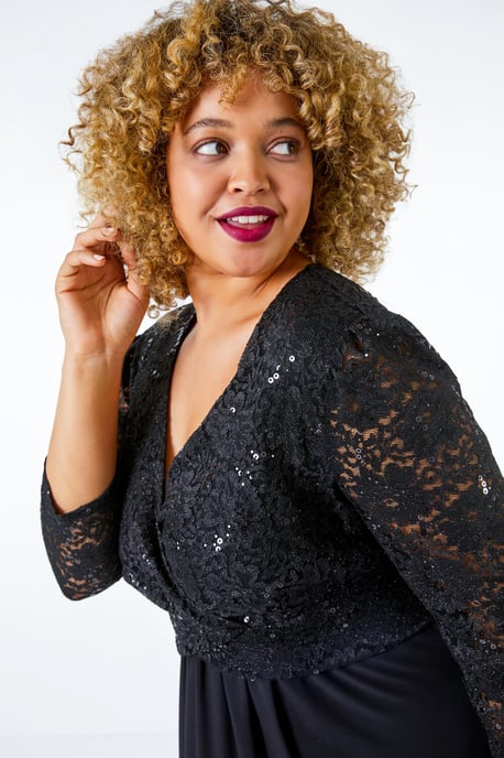 Curve Sequin Lace Wrap Dress