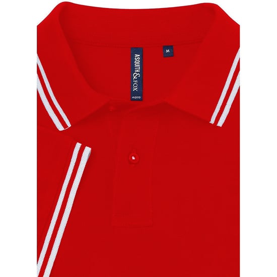 Asquith & Fox Heren Klassiek Fit getipt Poloshirt (Rood/wit) - Image 2