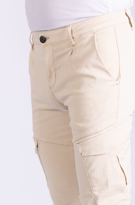 Cliff Mens Cargo Trousers Sand Slim Fit