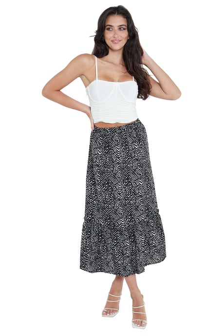 Dierenprint Tier Hem Midi Rok - Image 1