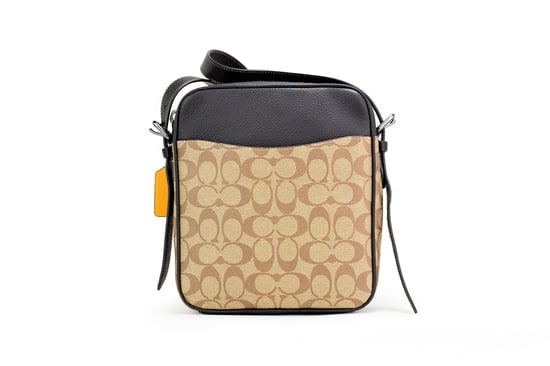 COACH Women's Hudson 21 Signature Varsity Stripe Coated Canvas Crossbody Bag