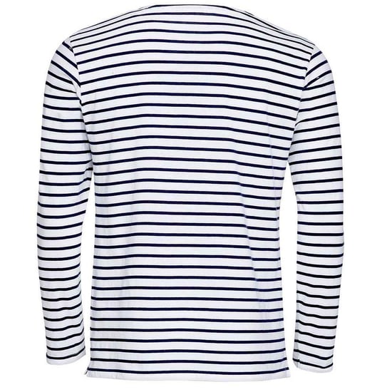 SOLS Heren Marine Gestreept T-shirt met Lange Mouwen (Wit/Zwaar) - Image 2