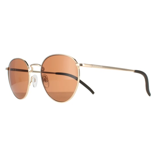 Serengeti Round Unisex Shiny Rose Gold Mineral Polarized Drivers Hamel