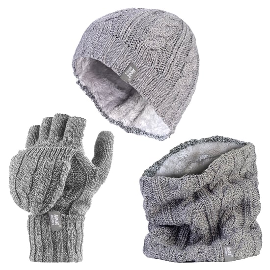 Heat Holders dameshoed, nekwarmer handschoenen set - Lichtgrijs - Image 1