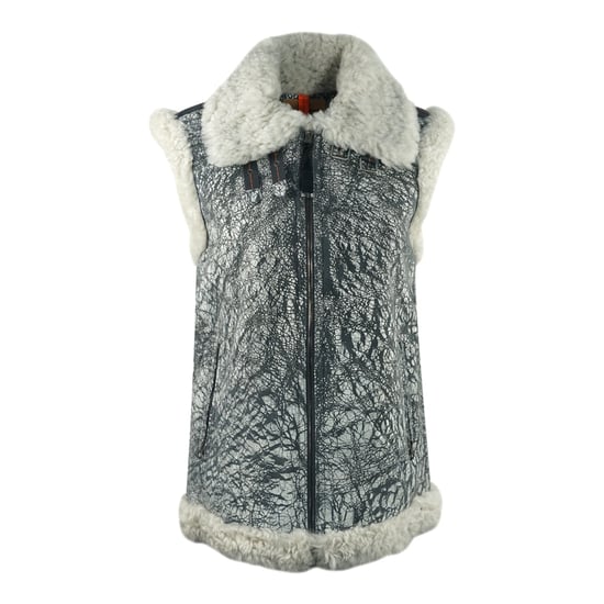 Parajumpers Sax Shearling Nine ijzergrijs lederen gilet - Image 1