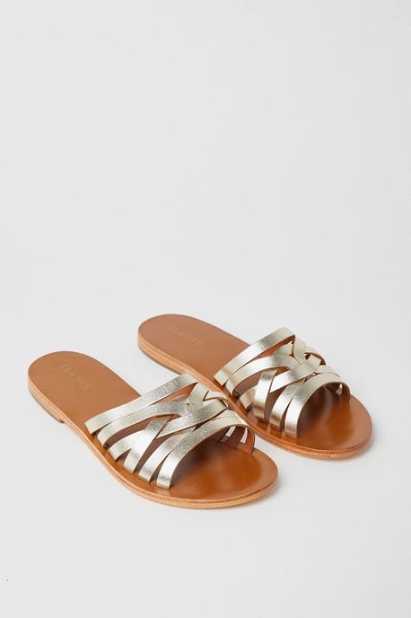 Imogen Leather Lattice Flat Sandals