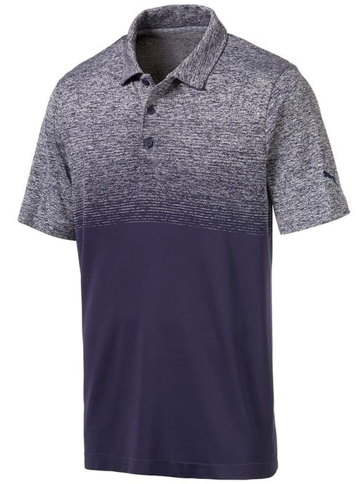 Puma EvoKnit Ombre Navy Performance Fit Mens Golf Polo Shirt 595106 03