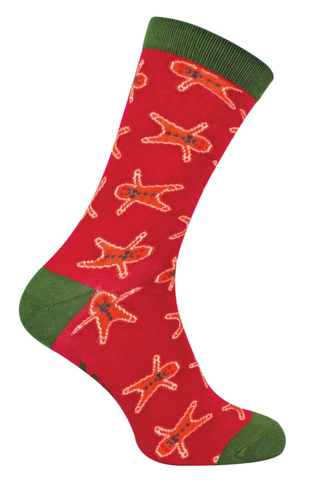 Mr Heron - 3 paar Herensokken Gingerbread Mannen Bamboesokken - Kerstcadeau - Gingerbread Men (Dark Red) - Image 1