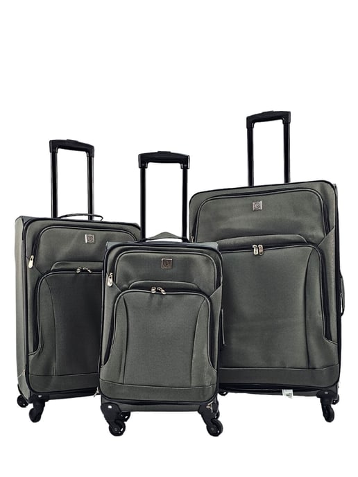 Grey Lightweight 4 Wheel Luggage Travel Cases Soft Bags Suitcases