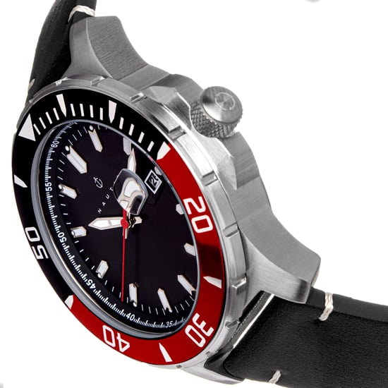Nautis Dive Pro 200 Leather-Band Watch w/Date