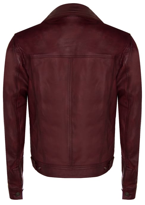 Trucker slim fit leather shirt-jean jacket
