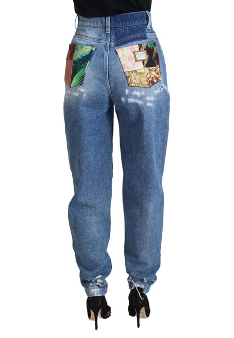 Dolce & Gabbana Dames Blauwe Gewassen Katoenen Versleten Denim Jeans - Image 3