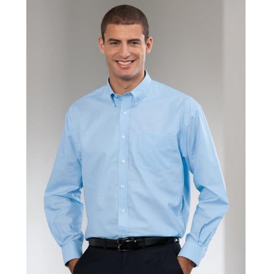 Russell Collectie Heren Lange Mouw Easy Care Oxford Shirt (Oxford Blauw) - Image 2