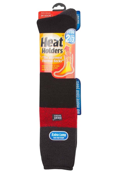 Heat Holders - Kniehoge thermo skisokken voor heren - Zwart Rood - Image 2
