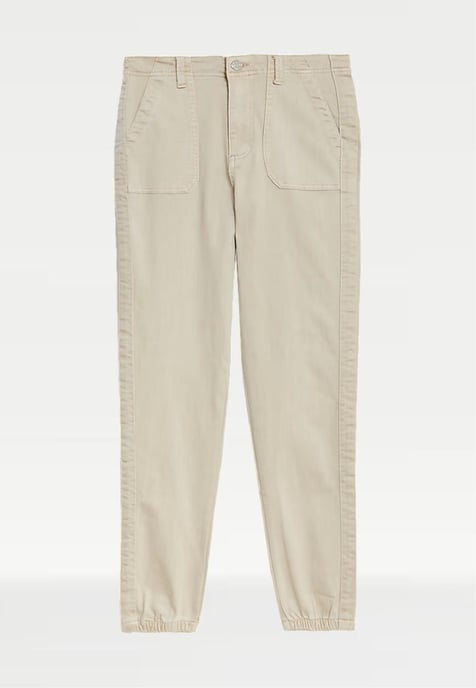 M&S Collection Dames Katoenmix Slim Fit Enkel Grazer Joggers Beige - Image 5