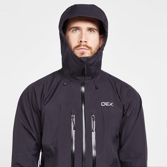 OEX Men's Tirran Waterproof Athletic Fit Jacket with Adjustable Hood, Hiking Raincoat