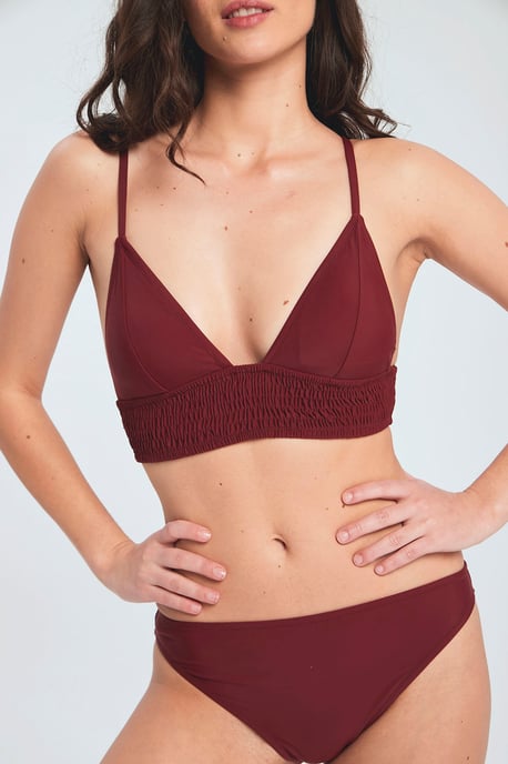 Herita Gewatteerde Smock Bikini Set - Bordeaux - Image 2