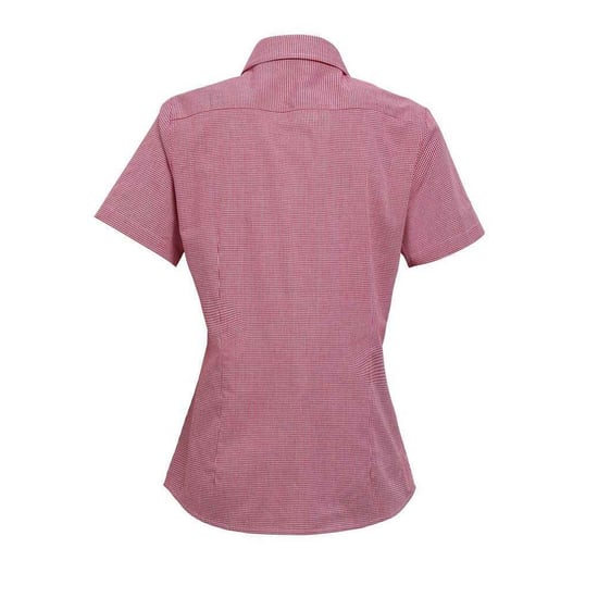 Premier Dames/Dames Micro Gingham geruit katoenen overhemd met korte mouwen (Rood/Wit) - Image 2