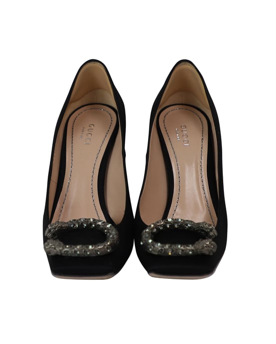 Gucci Dionysus Versierde Pumps in Zwart Satijn - Image 2