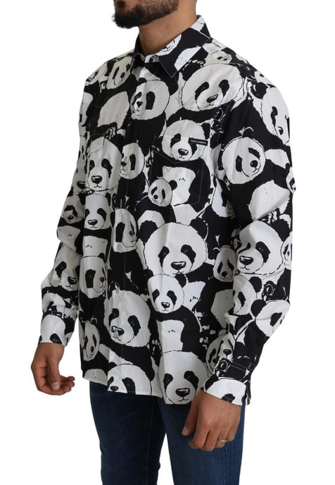 Dolce & Gabbana Heren Zwarte Panda Casual 100% Katoenen Shirt - Image 4