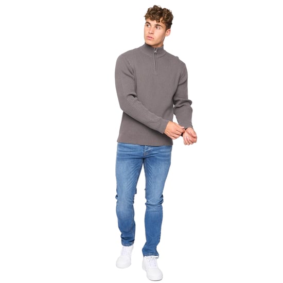 Crosshatch Heren Havaline gebreide Quarter Zip Pullover (Houtskool Grijs) - Image 4