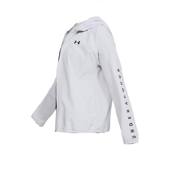 Under Armour Womens Woven Branded Full Zip Hoodie Grey 1351794 014