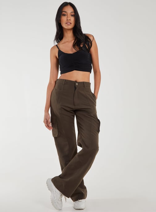 Ruched Strappy Crop Top