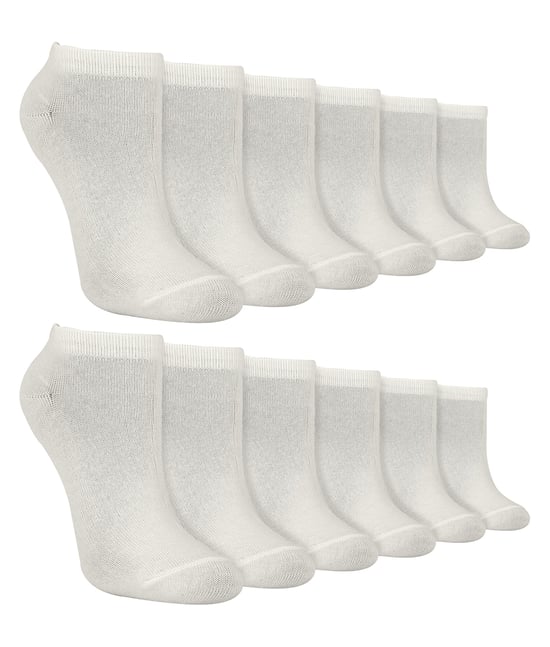 12 Paar Multipack Kinder Bamboe Trainer Sokken | Jongens Liner Sokken Ankle Wit - Wit - Image 1