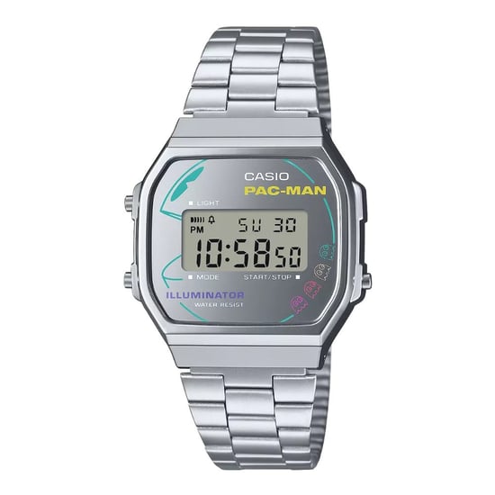 Casio Casio Collection Vintage Pac-man 45th Anniversary Heren Horloge Zilverkleurig A168WEPC-7AER - Image 1