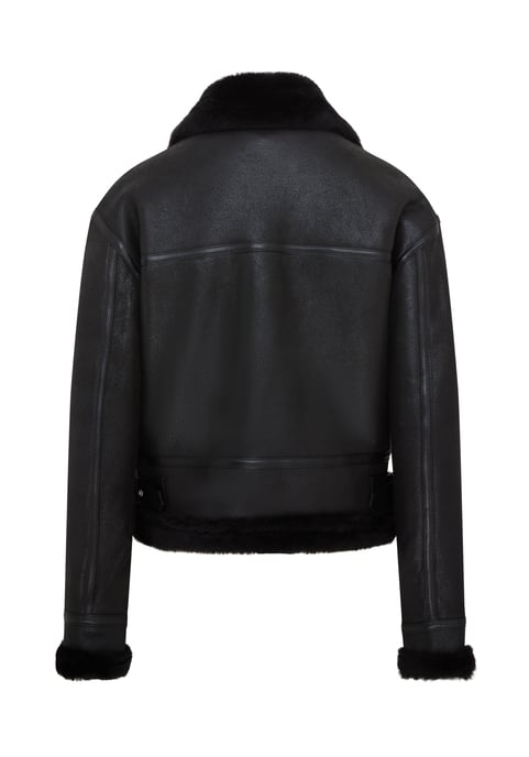 Womens Black Bomber B3 Sheepskin Jacket -Akiak