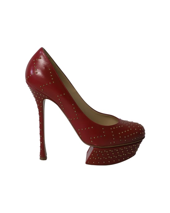 Nicholas Kirkwood Studded Platform High Heel Pumps in Red Leather - Image 1
