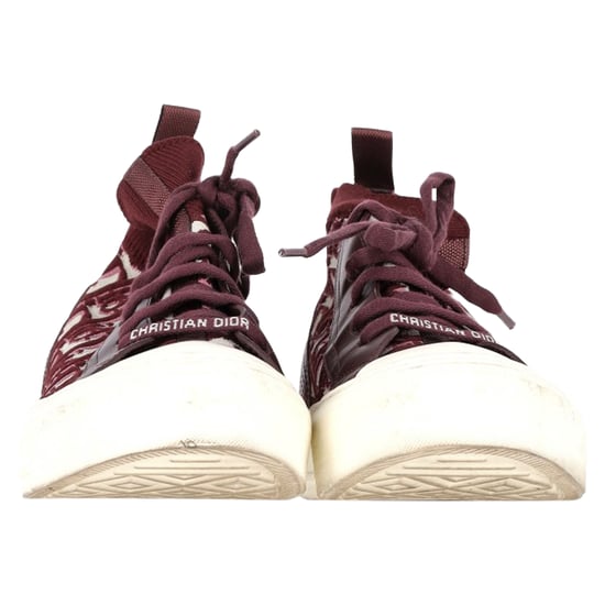 Christian Dior Walk 'n' Dior Gebreide High-Top Sneakers in Bordeaurood Leer en Polyester - Image 2