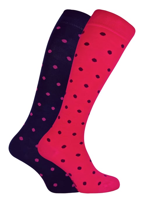 Set van 2 kniehoge bamboesokken met patroon voor dames - Stip - Image 1