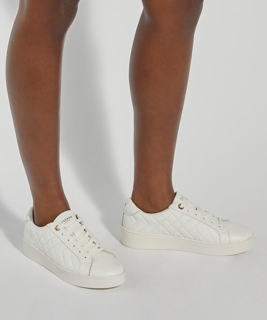 Dune Ladies Egent - Quilted Platform Sole Lace-Up Trainers