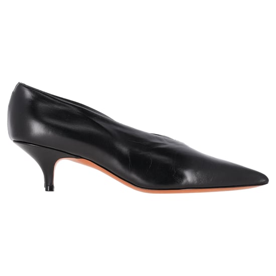 Celine V Neck Pointed Toe Pumps in Black Leather - Image 1