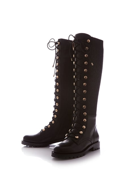 'Sanoma' Black Leather Knee High Boots