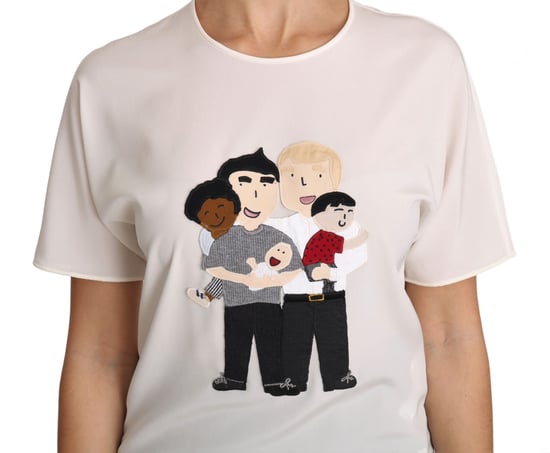 Dolce & Gabbana Dames Witte Zijden Stretch #dgfamily T-shirt - Image 4