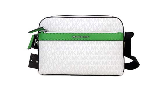 Michael Kors Women's Cooper Small Bright White Palm Signature PVC Utility Crossbody Bag