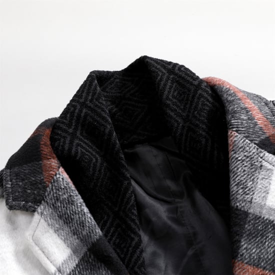 Heren lange slim fit geruite winter dikke jas met sjaalkraag rood - Image 3