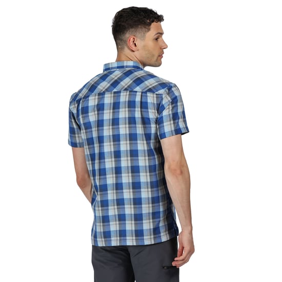 Regatta Heren Kalambo V Korte Mouwen Geruit Shirt (Nautisch Blauw) - Image 4