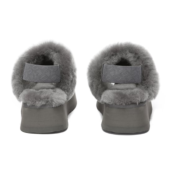 EVER AU Women Wagtail Removable Strap Platform Slippers - Grey