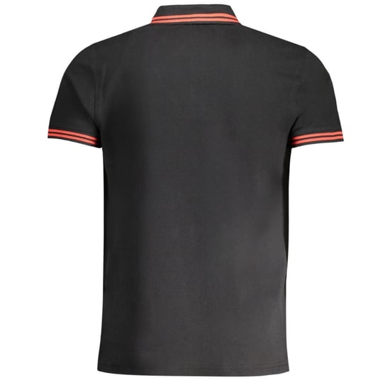 Cavalli Class Tipped Collar Red Logo Black Polo Shirt