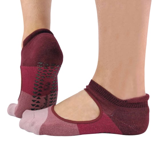 2 paar antislip onzichtbare yogasokken voor dames - Wijn - Image 1