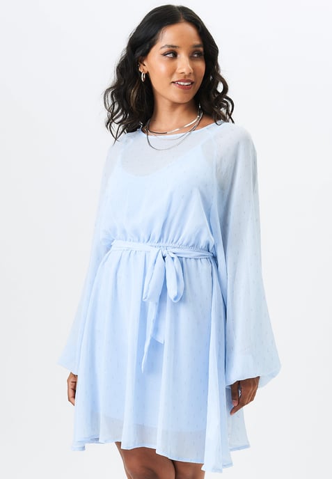 Mini-jurk van chiffonfolie met lange mouwen - Image 3