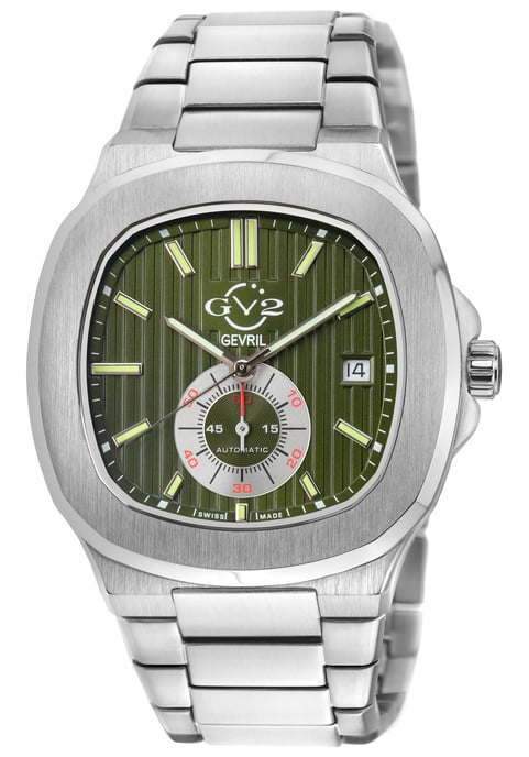 GV2 Potente Silver/Olive Dial Swiss Automatic ETA 2895 Watch