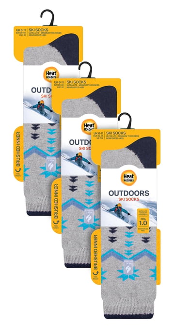 Heat Holders - 3 paar Ultra Lite skisokken voor heren - Grijze Fairisle - Image 2